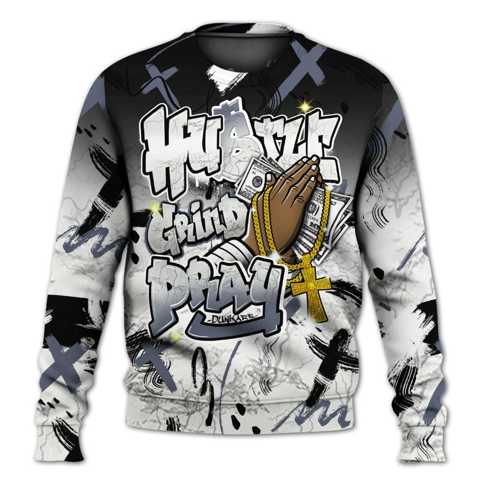 Sweatshirt To Match Air Foamposite Jin Kazama - Money Hustle Grind Pray All Over Print