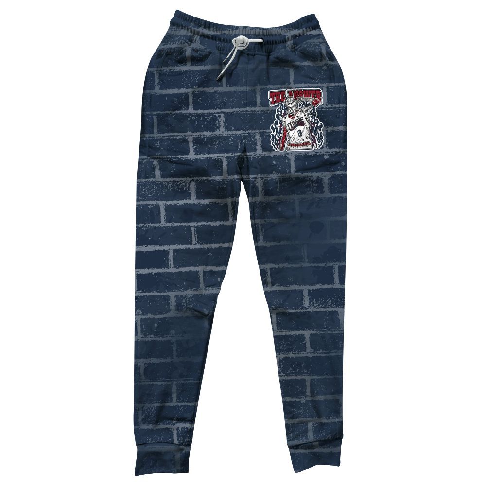Sweatpant To Match White Midnight Navy 6s - Allen Answer Skeleton Brick All Over Print