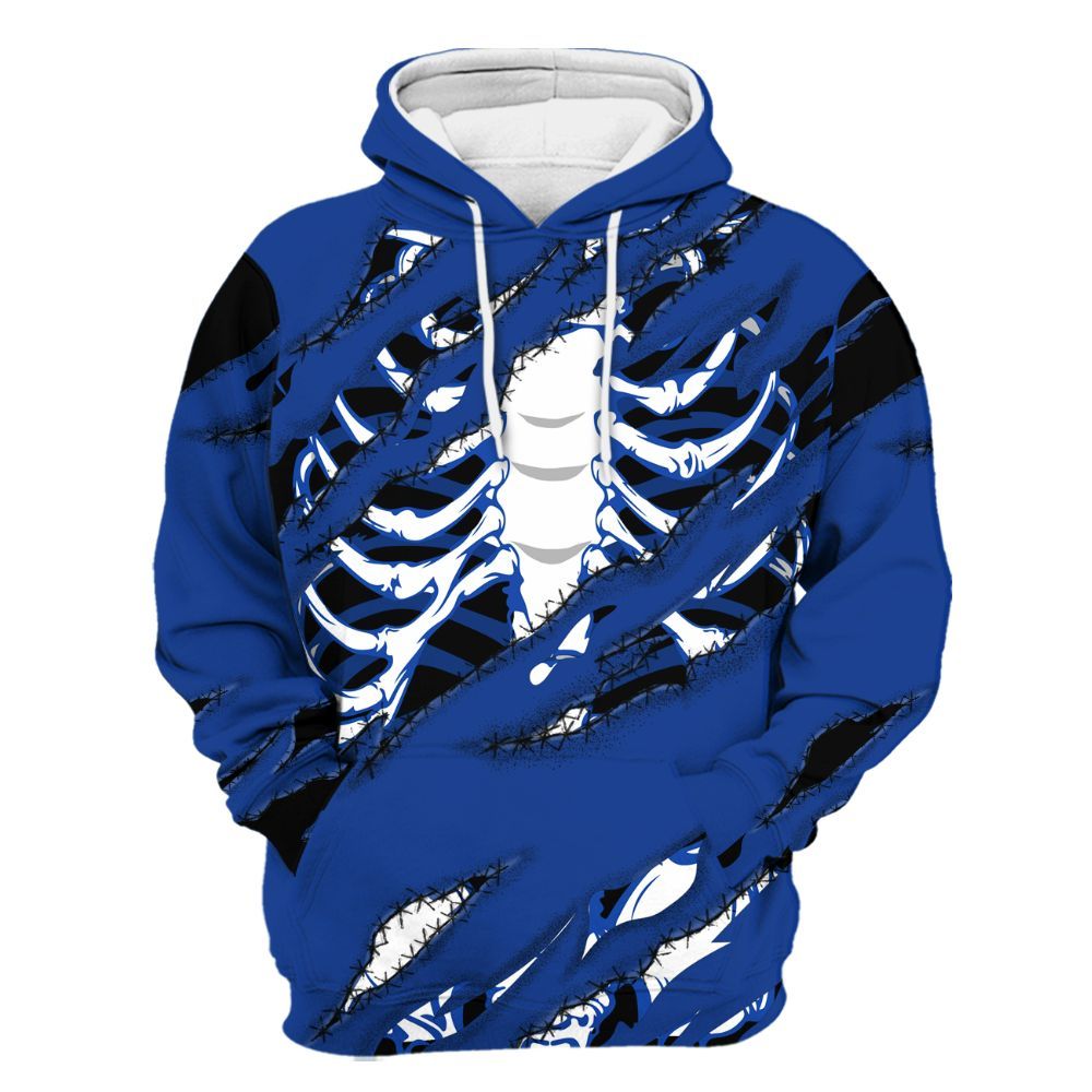 Hoodie To Match Air Foamposite One Royal - GOT 'EM Skeleton Scratch All Over Print