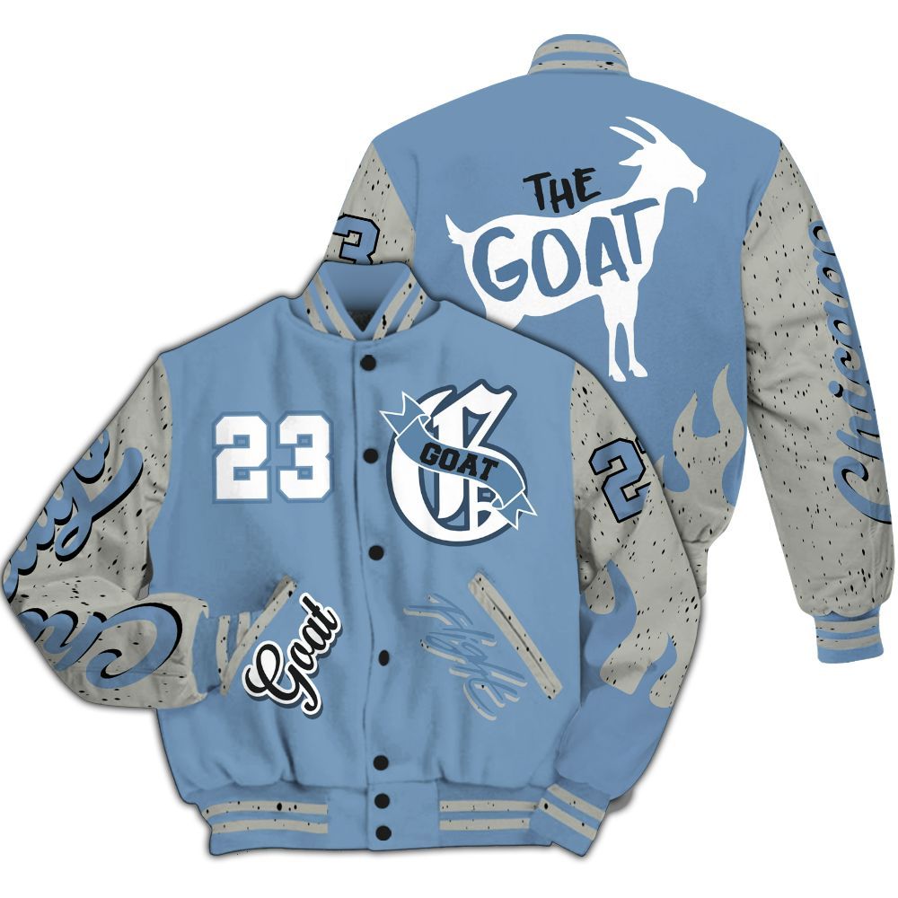 Varsity Jacket To Match University Blue 4s - The G.O.A.T Flight Streetwear All Over Print