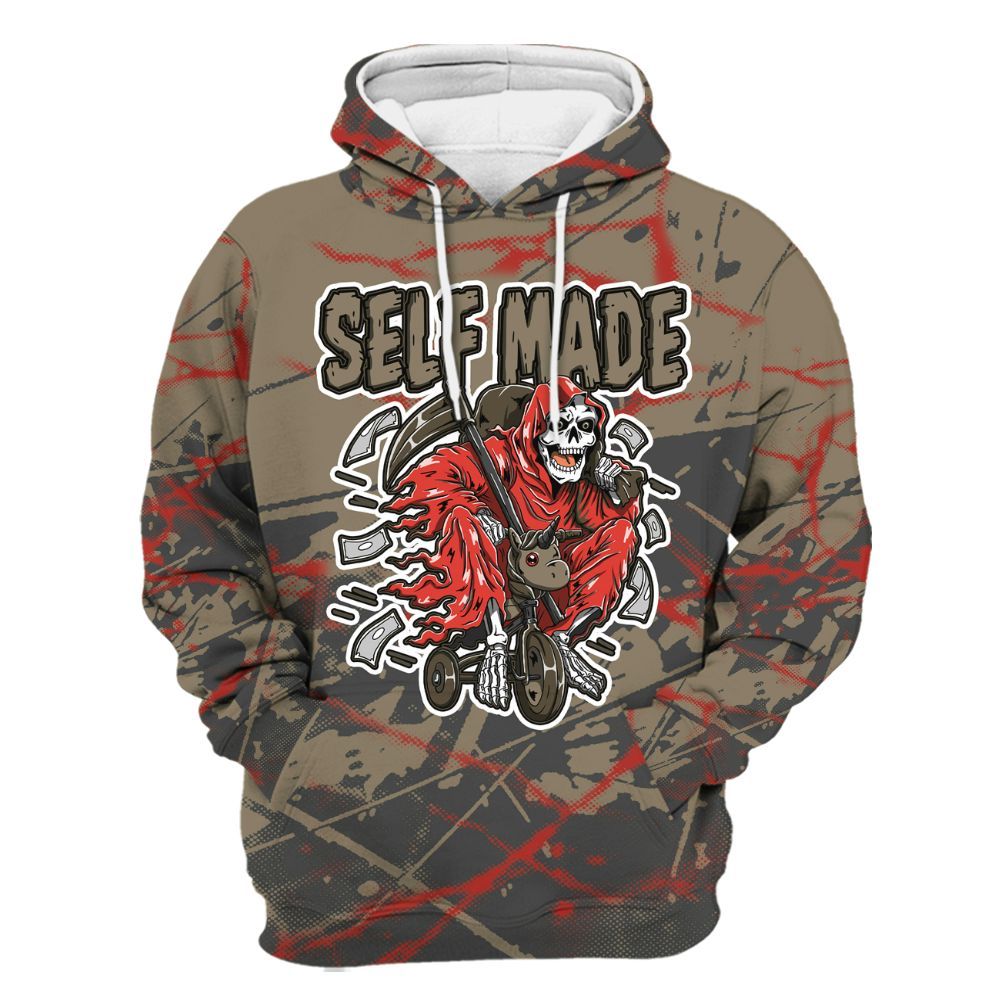 Hoodie To Match Olive 9s - Self Make Skeleton Profound All Over Print