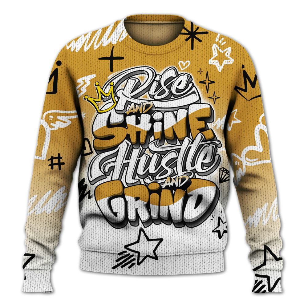 Knitted Sweater To Match Dunk Low Wheat Pale Ivory - Rise Shine Hustle Grind
