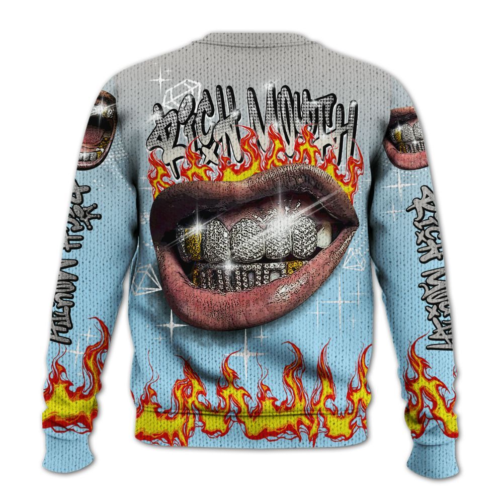 Knitted Sweater To Match Retro SoleFly 13s - Rich Mouth Fire Rap Retro 90s