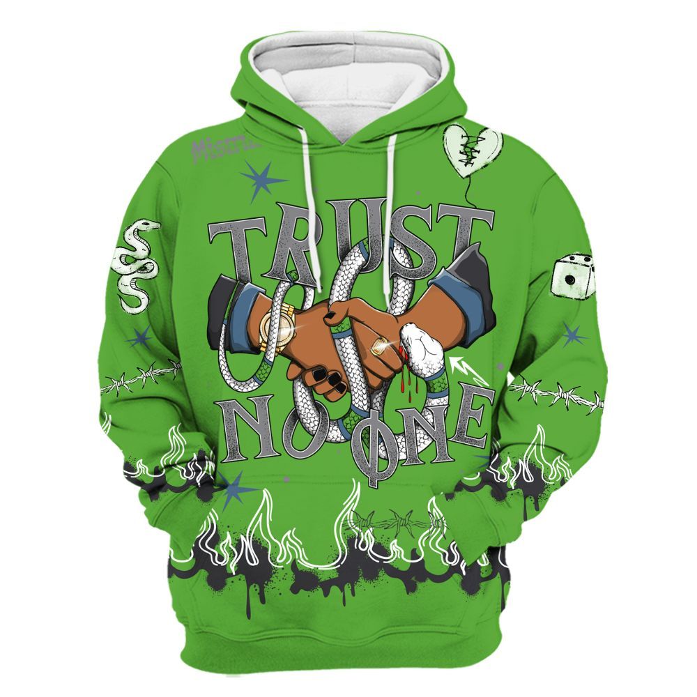 Hoodie To Match Retro Green Bean 5s - Trust No One Snake-Bite Doodle Crayon All Over Print