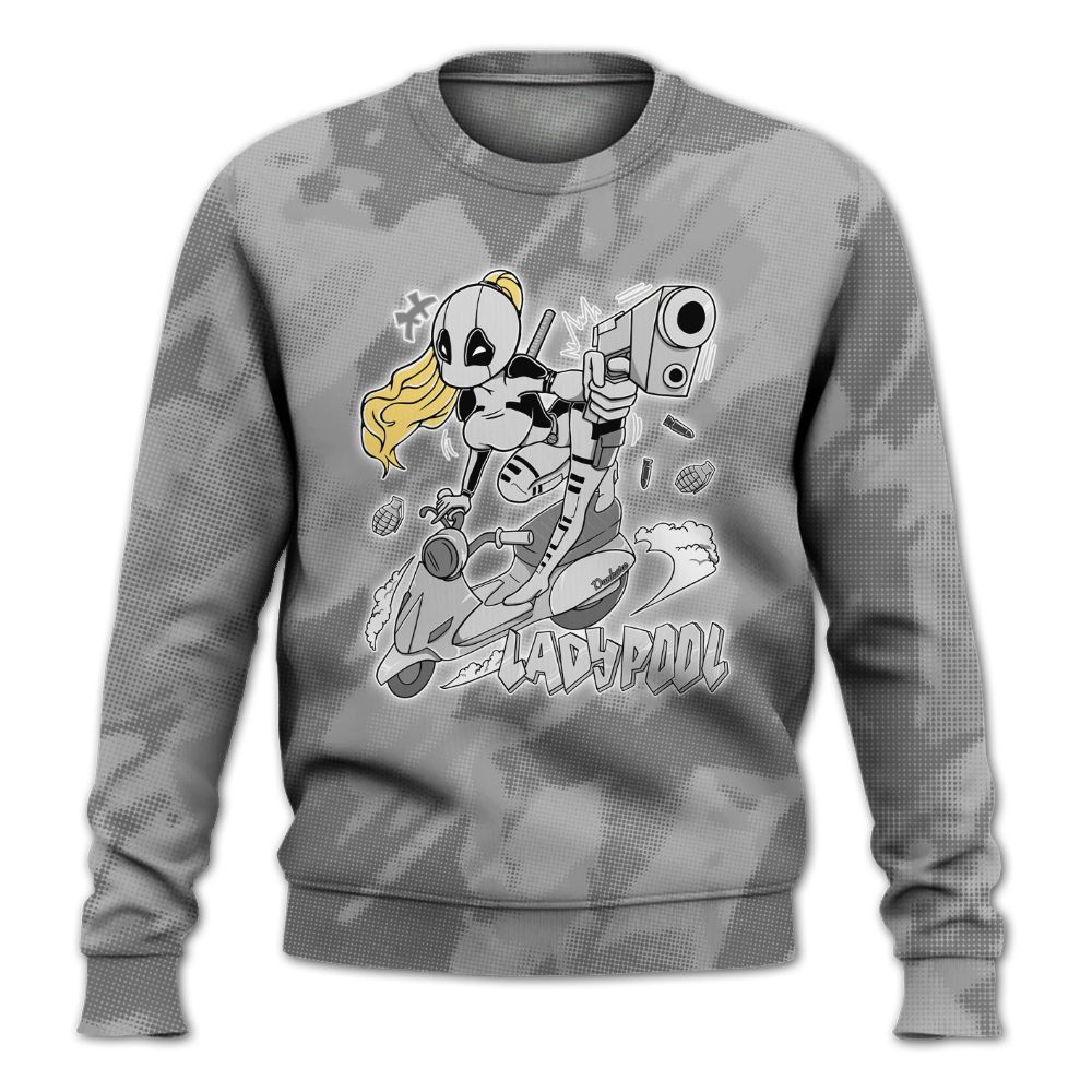 Sweatshirt To Match Black Wolf Grey 12s - Lady Pool Cartoon Abstract Halftone All Over Print