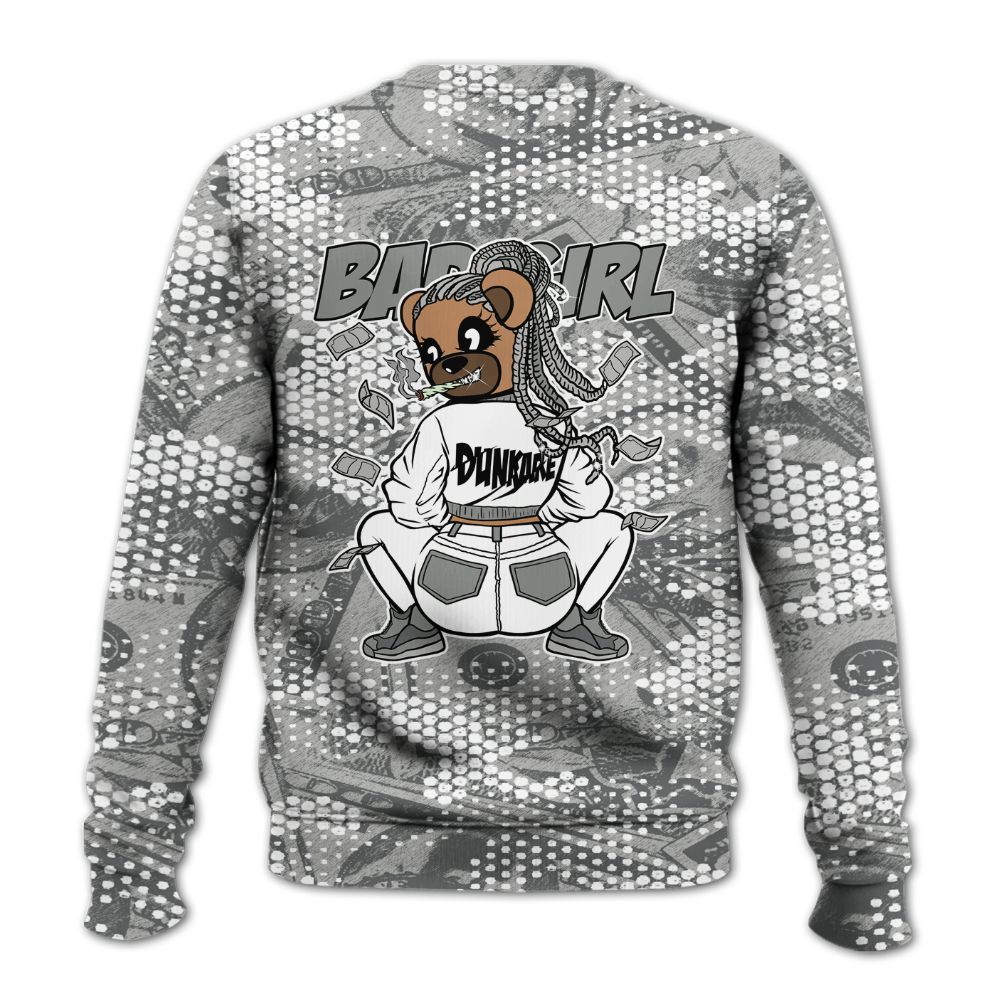 Sweatshirt To Match Paris Cement Grey 4s - Rebellious Girl Bear Banknotes Art All Over Print