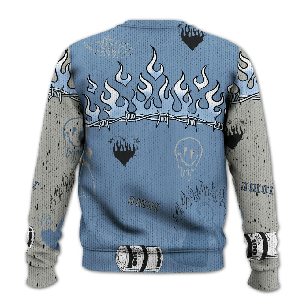 Knitted Sweater To Match University Blue 4s - Snake Trust No One