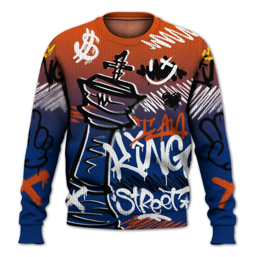 Knitted Sweater To Match Mid Knicks 1s - Street King Chess Streetwear