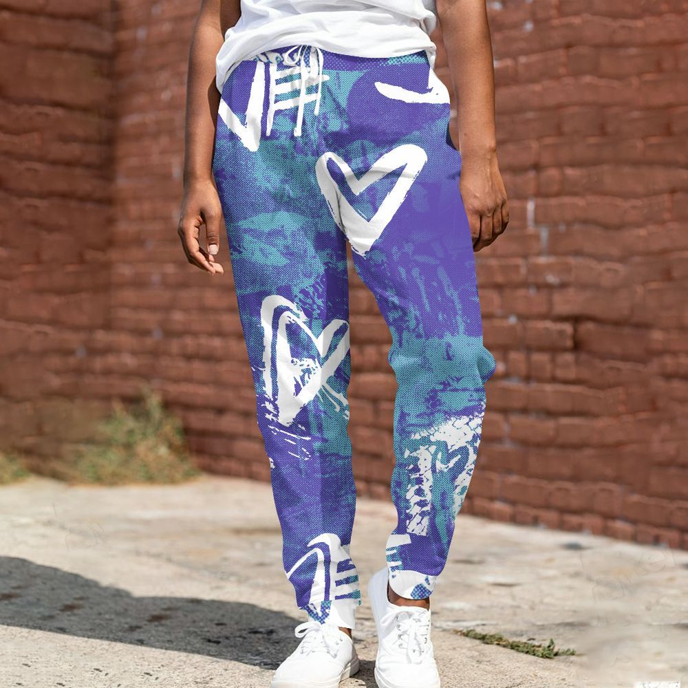 Sweatpant To Match Low Hornets 1s - Heart Grunge All Over Print