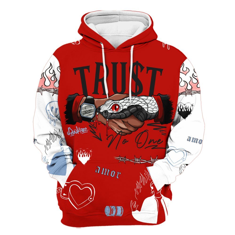 Hoodie To Match OG Fire Red 5s, Snake Trust No One All Over Print