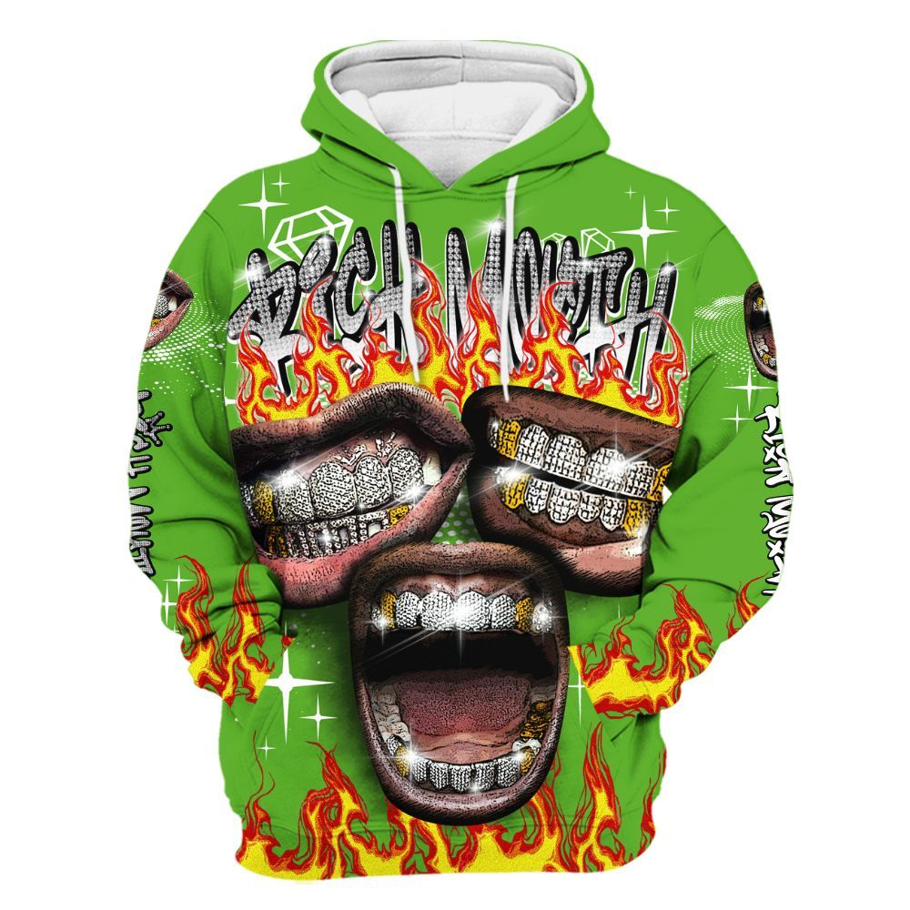Hoodie To Match Air Foamposite One Volt - Rich Mouth Fire Rap Retro 90s All Over Print