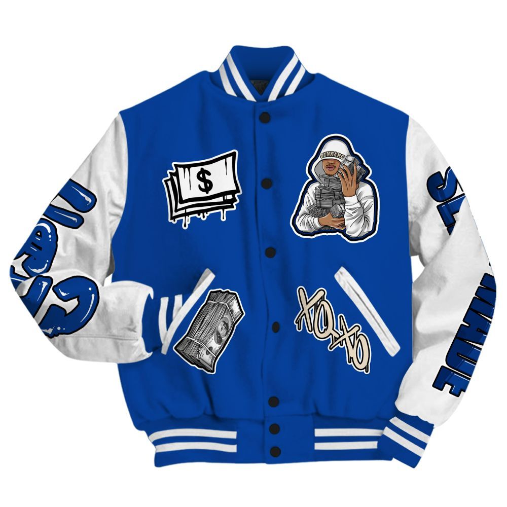 Varsity Jacket To Match Low Game Royal 1s - Selfmade Unique All Over Print