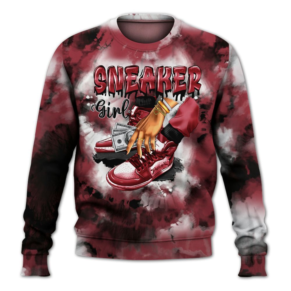 Sweatshirt To Match Black Toe 14s - SNEAKER Girl Money Drip Tie Dye All Over Print