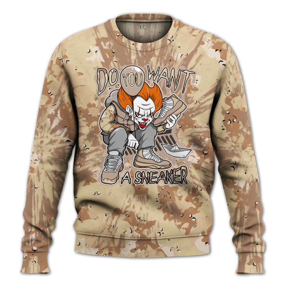 Sweatshirt To Match Desert Camo 3s - Clown Scary Sneakers Graphic Halloween All Over Print