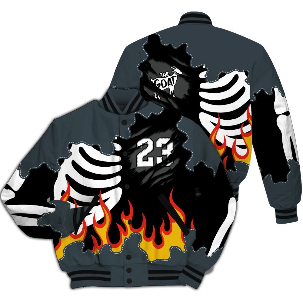 Varsity Jacket To Match Air Max Sunder Gore Tex Black - Burning Skeleton 23 G.O.A.T All Over Print