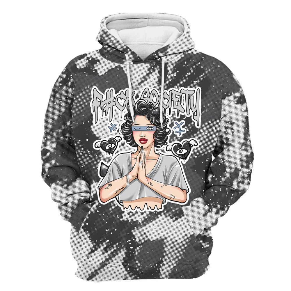 Hoodie To Match Reverse Black White 6s - F#ck Xociety Halftone All Over Print