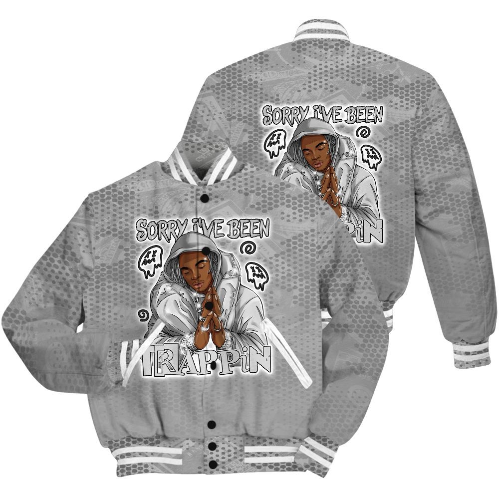 Varsity Jacket To Match Black Wolf Grey 12s Shirt - Trappin' Banknote All Over Print