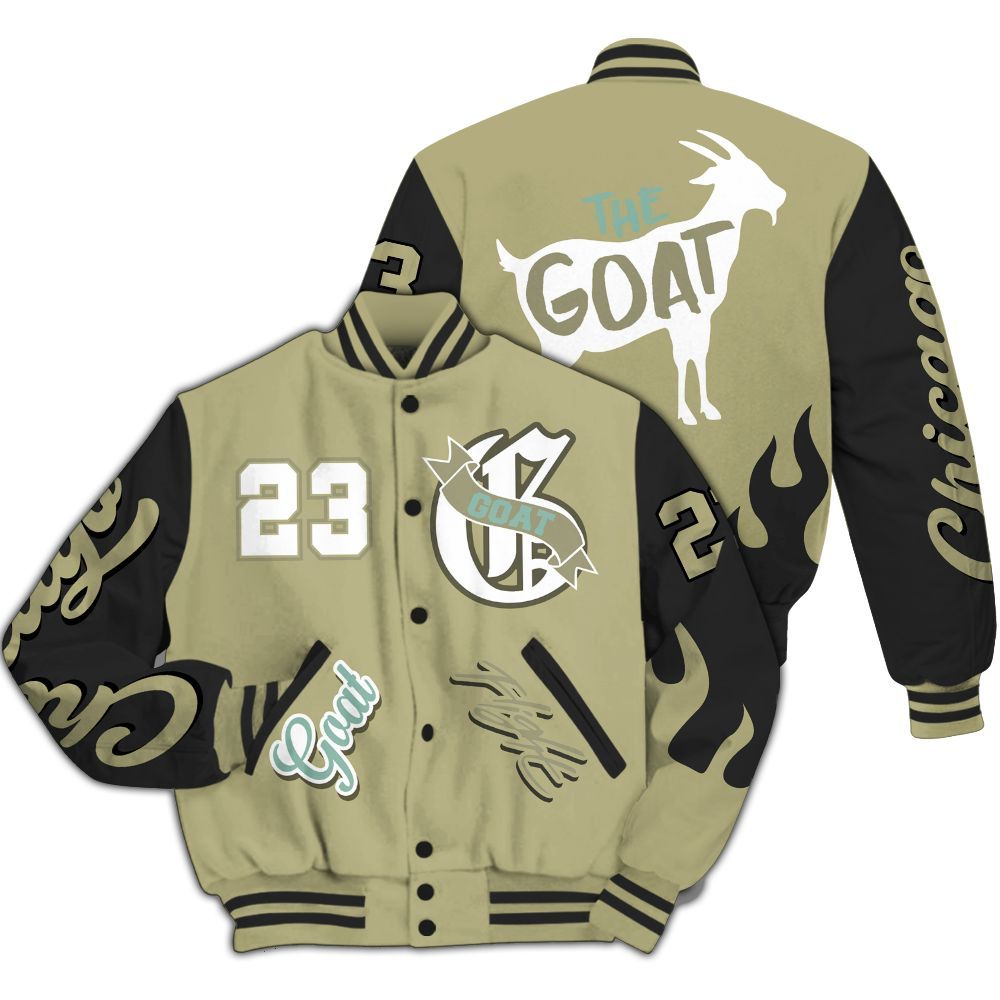 Varsity Jacket To Match Dunk Low Suede Olive Aura - The G.O.A.T Flight Streetwear All Over Print