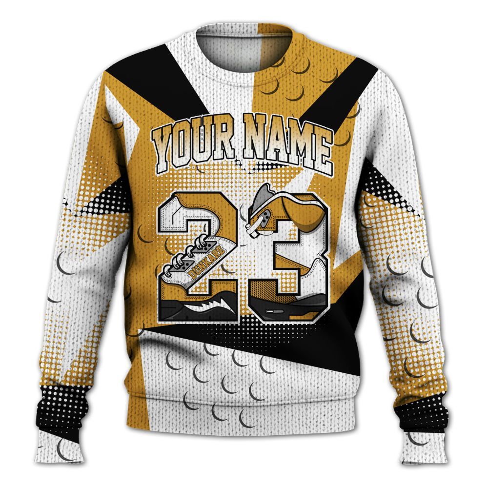 Knitted Sweater To Match Dunk Low Wheat Pale Ivory - Poly Custom Name Number 23 5s