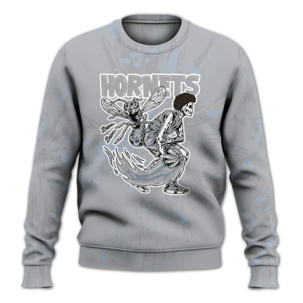 Sweatshirt To Match Low OG Wolf Grey 1s - Hornets Skeleton Luxury All Over Print