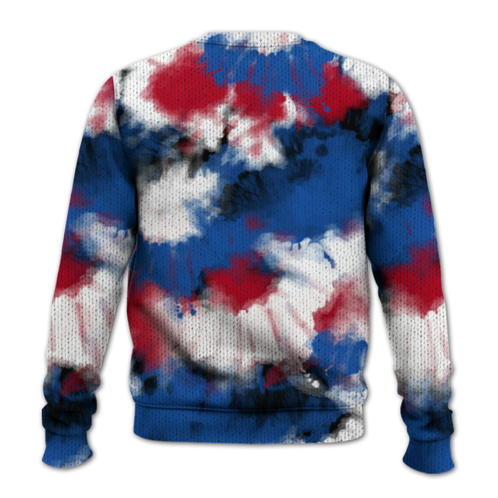 Knitted Sweater To Match Air Griffey Max Black Red Navy Blue 1s - Tie Dye FK Around Find Out