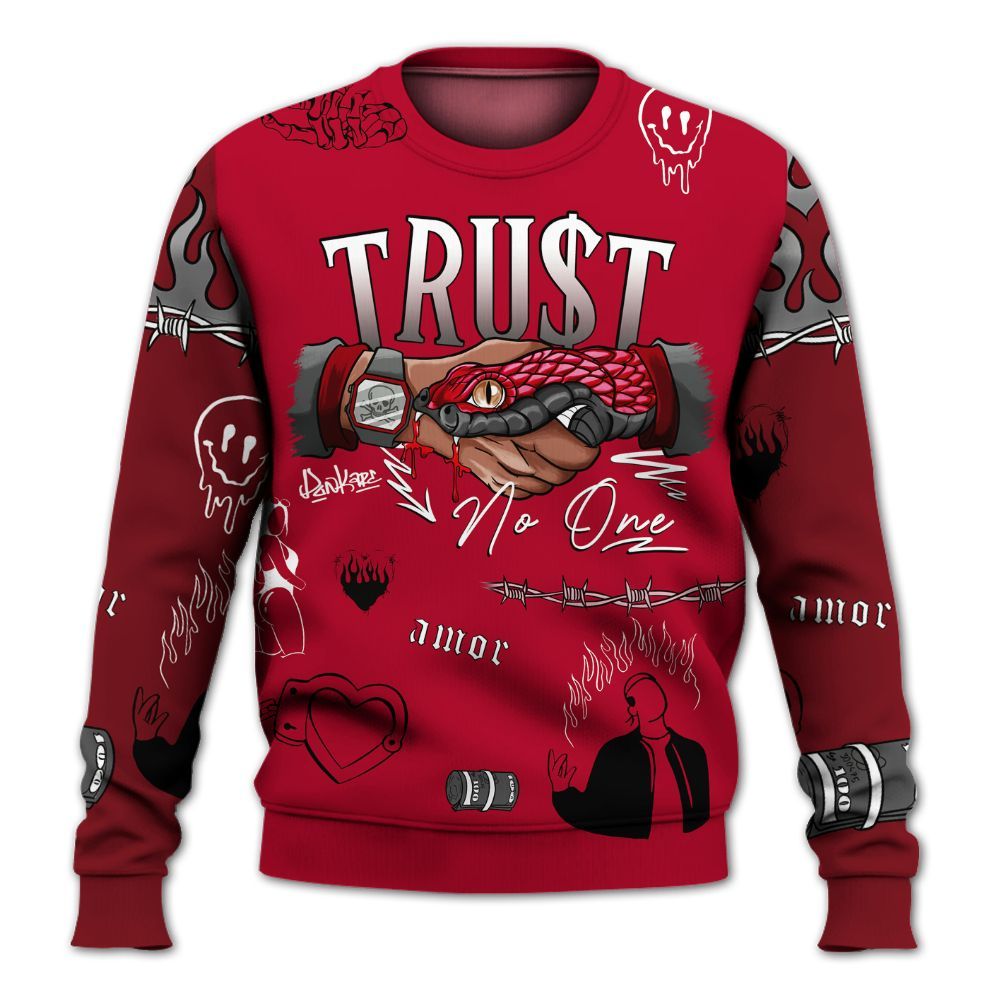 Sweatshirt To Match Air Foamposite Pro Gym Red - Snake Trust No One All Over Print