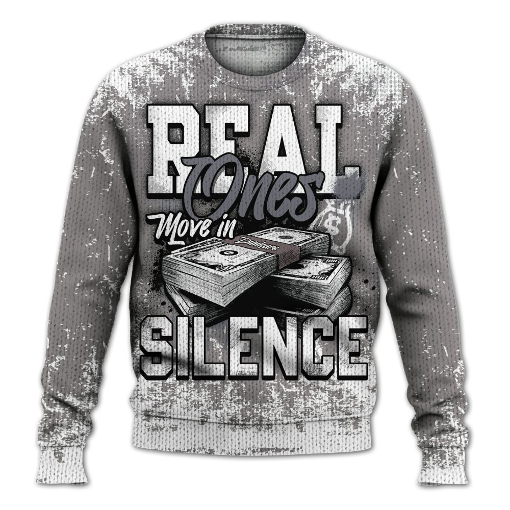 Knitted Sweater To Match Cool Grey 11s - Move In Silence Money Street Retro