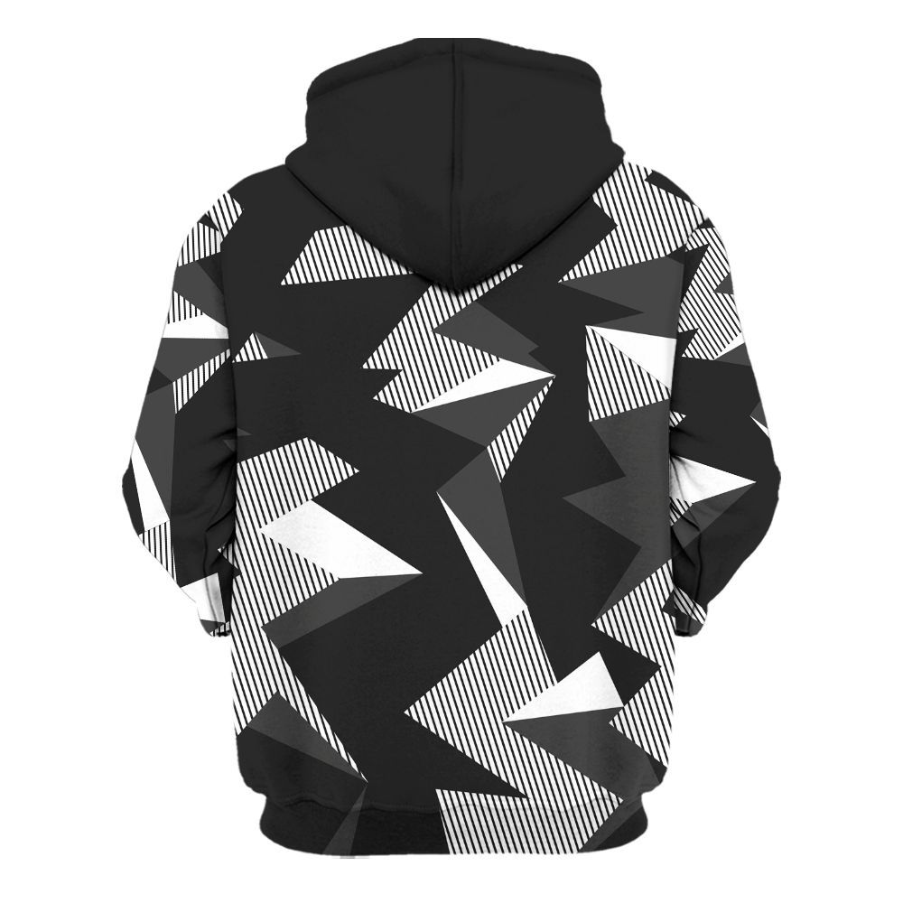 Hoodie To Match Black Cat NET 4s - Geometric Camouflage Pattern All Over Print