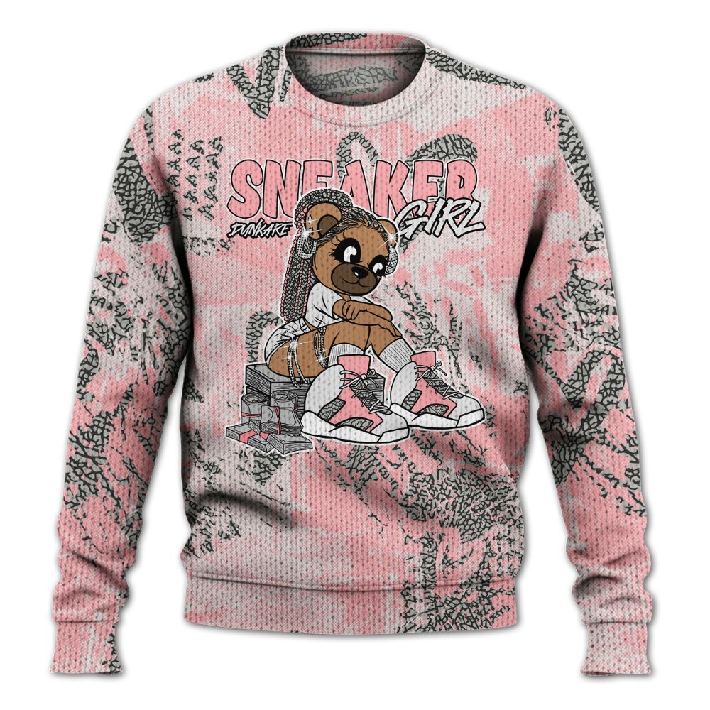 Knitted Sweater To Match Retro Wings 3s - Sneaker Girl Bear Heart Grunge