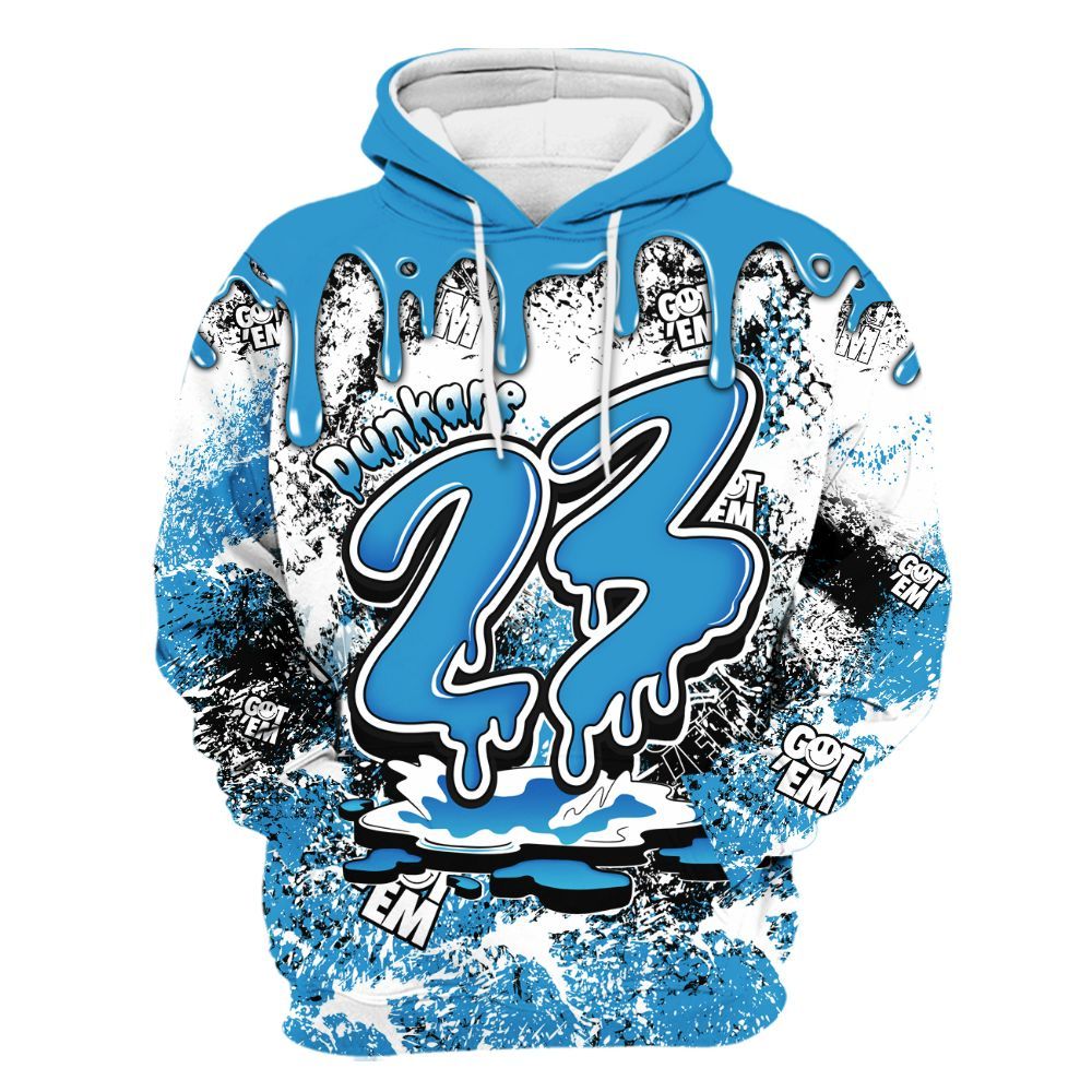 Hoodie To Match Powder Blue 9s - Dripping 23 Drip All Over Print