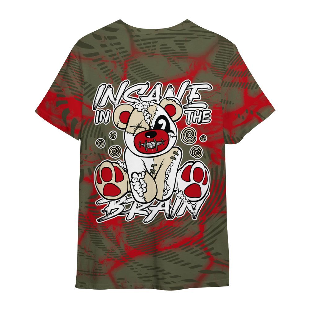 Shirt To Match Travis Scott Low OG Medium Olive 1s - Insanes Bear Fume All Over Print