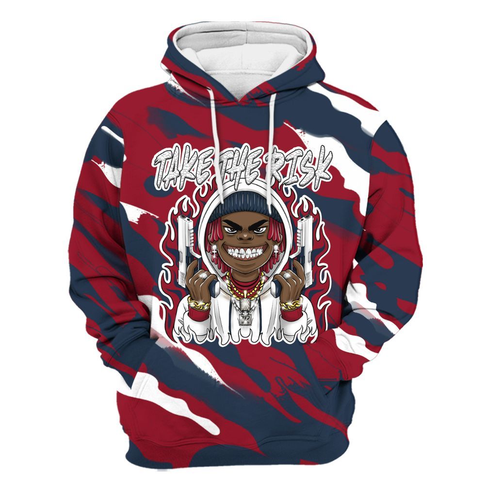 Hoodie To Match White Midnight Navy 6s - Take The Risk Colored All Over Print