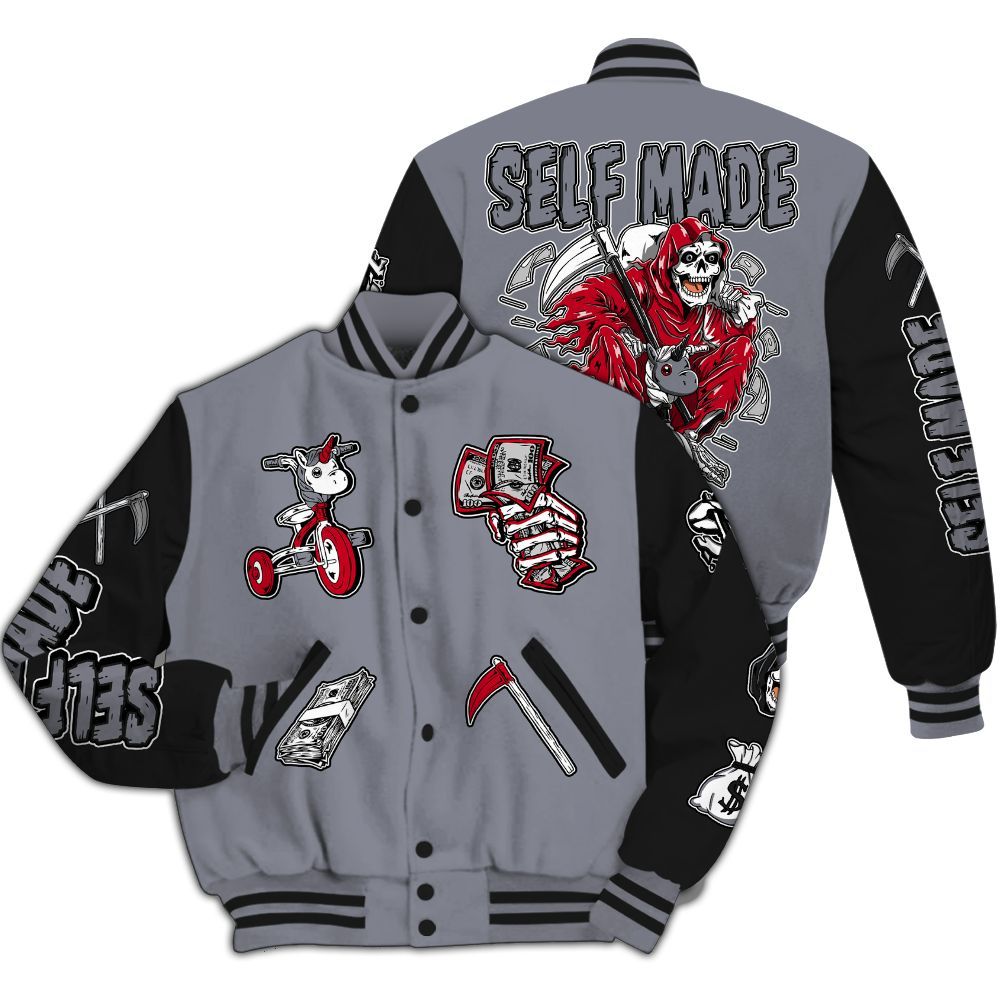 Varsity Jacket To Match Retro Black Flint 13s - Self Make Skeleton All Over Print