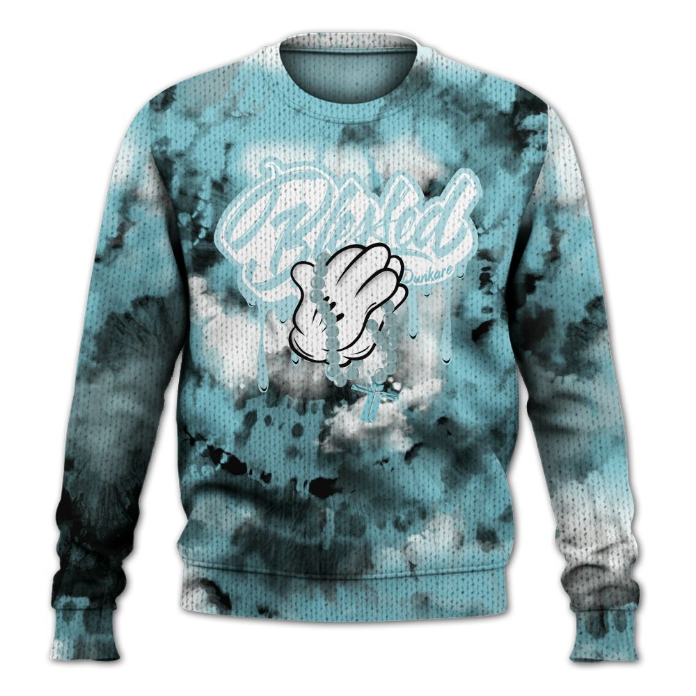Knitted Sweater To Match Low Legend Blue 11s - God Blessed Tie Dye