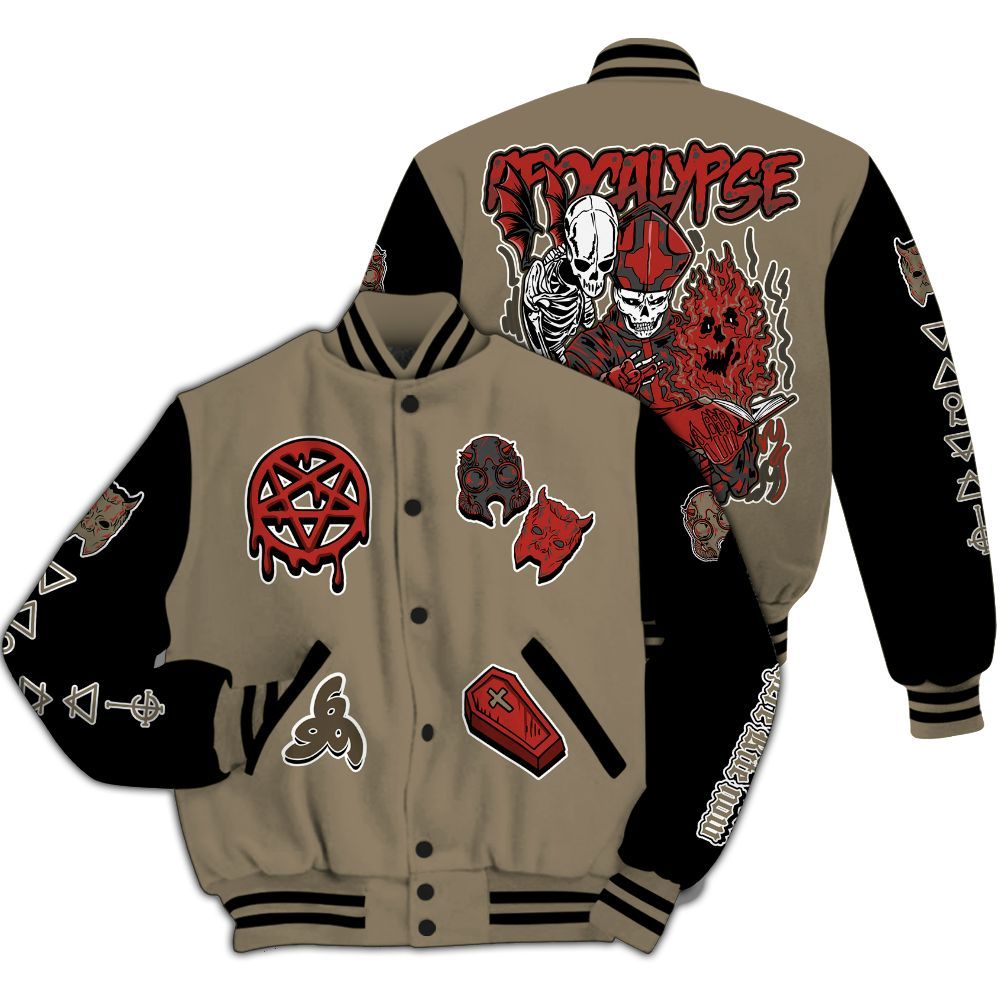 Varsity Jacket To Match Olive 9s - Apocalypse Skeleton All Over Print