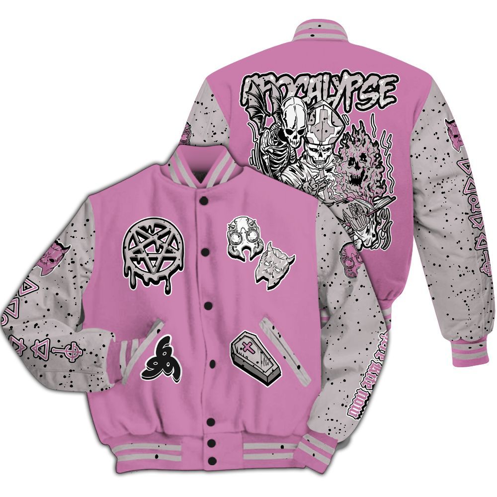 Varsity Jacket To Match Neutral Grey Black White Orchid 4s - Apocalypse Skeleton All Over Print