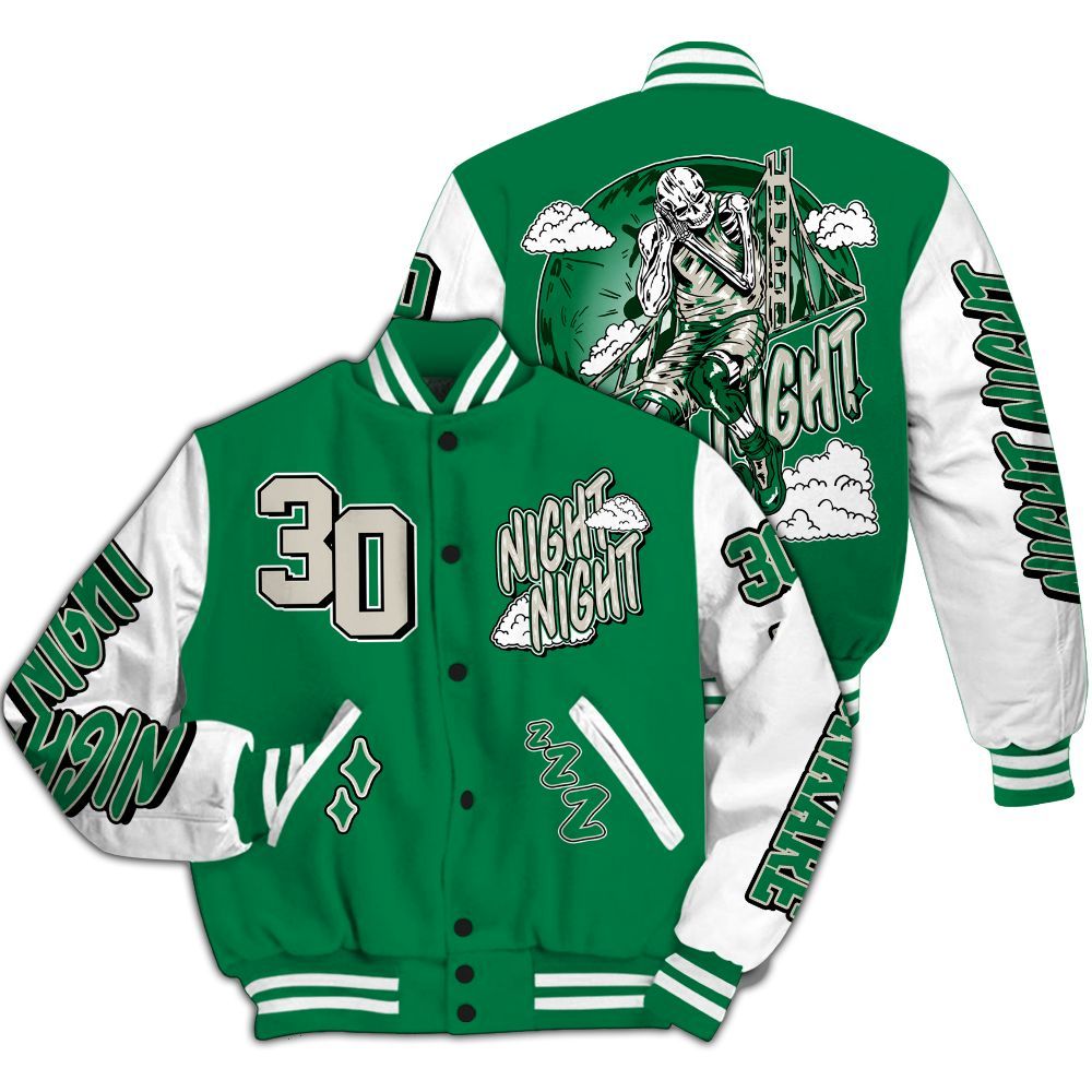 Varsity Jacket To Match Lucky Green 2s - Seeya Skeleton All Over Print