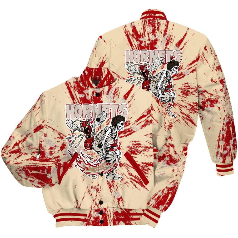 Varsity Jacket To Match Dunk Low Strawberry Waffle Shirt - Hornets Skeleton Luxury All Over Print
