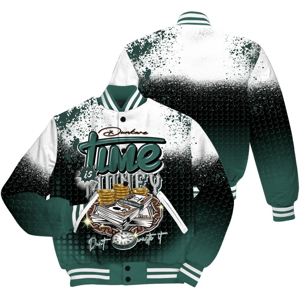 Varsity Jacket To Match Low OG Oxidized Green 1s Shirt, Halftone Time Is Money All Over Print