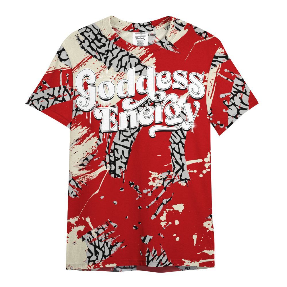 Shirt To Match Cement Grey 3s - Goddess Energy Retro All Over Print