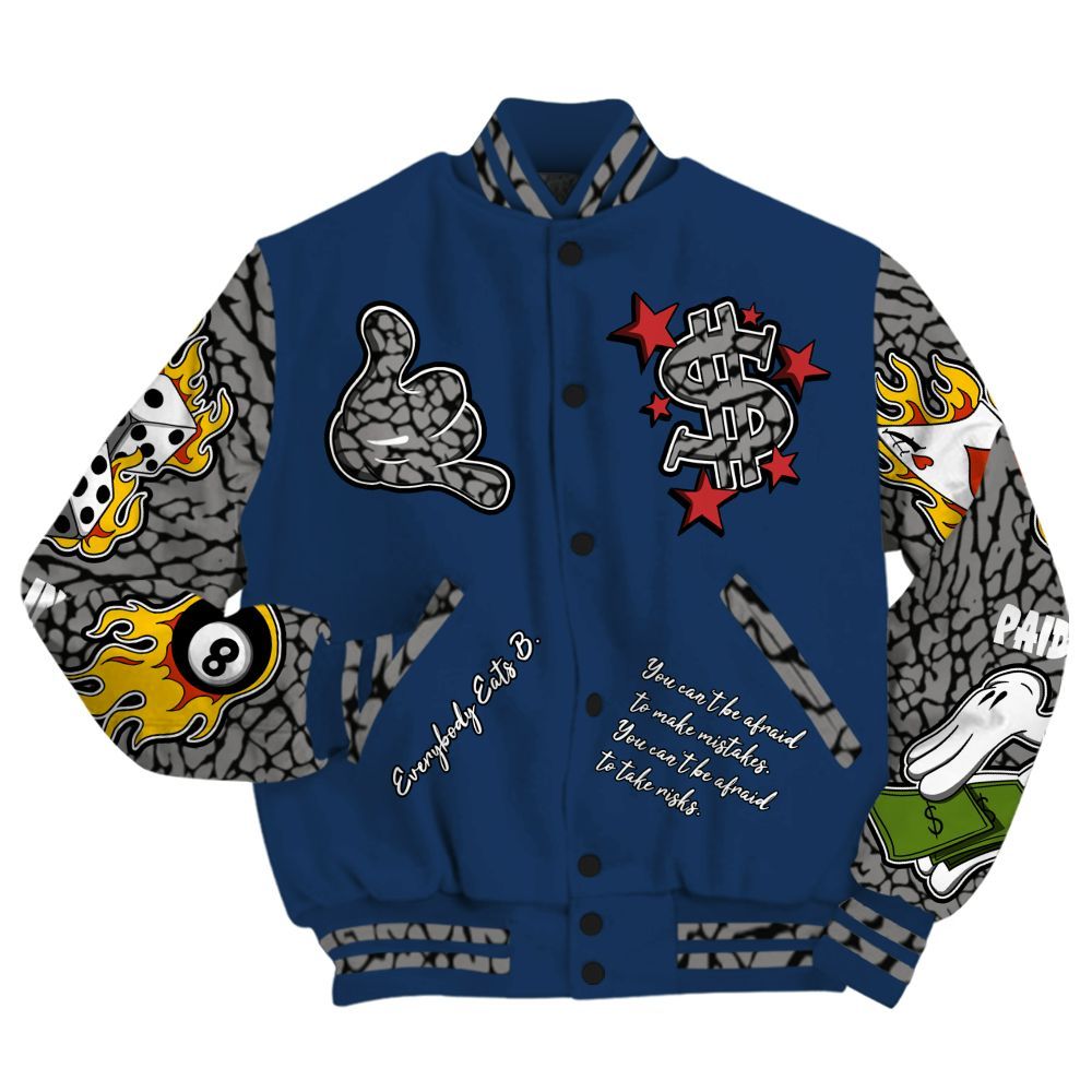 Varsity Jacket To Match SP Sport Royal 3s Shirt, Funny Everybody Paid In Full Graphic All Over Print
