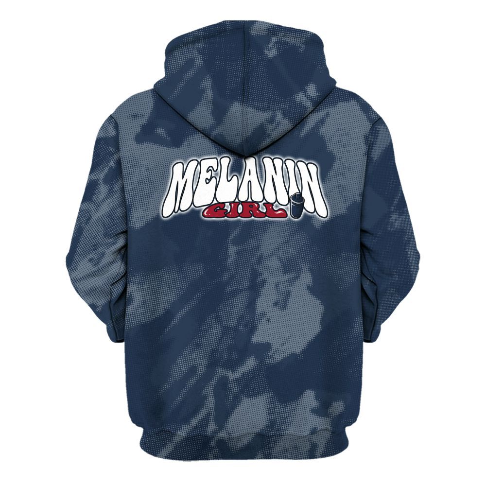 Hoodie To Match White Midnight Navy 6s - MelaninGirl Abstract Halftone All Over Print