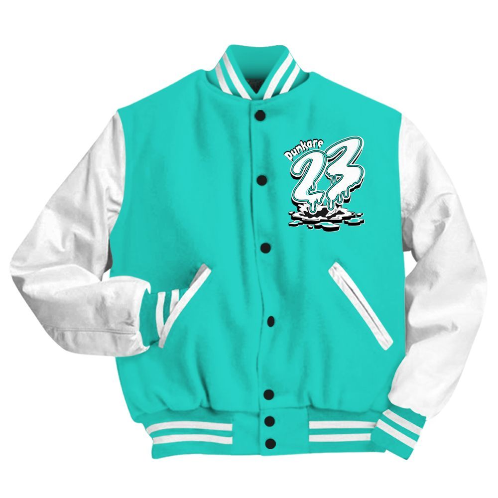 Varsity Jacket To Match Dunk Low Clear Jade - Custom Name 23 Drip All Over Print