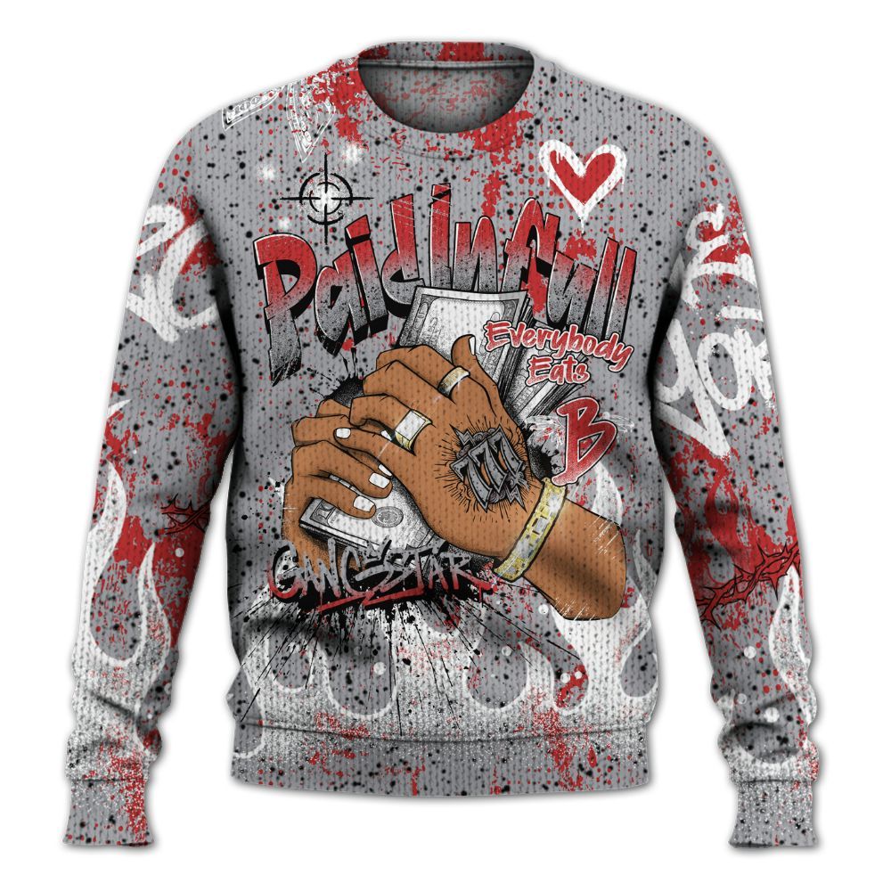 Knitted Sweater To Match White Cement 4s - Lucky Money Paid In Full Graffiti