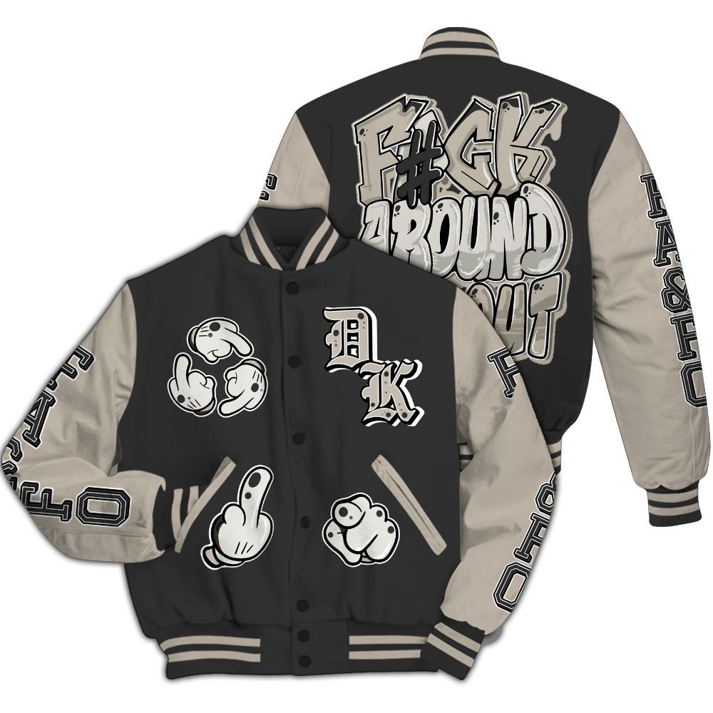 Varsity Jacket To Match RM Light Bone 4s - F Around Find Out Graphic All Over Print