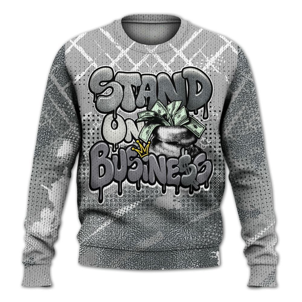 Sweater To Match Cement Grey Silver 3s - Halftone Stand Business Drip Graphic