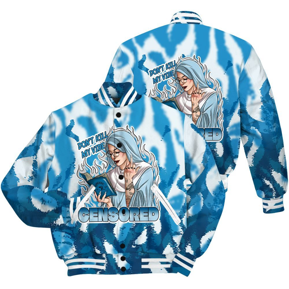 Varsity Jacket To Match Powder Blue 9s Shirt - Censoredz Burn All Over Print