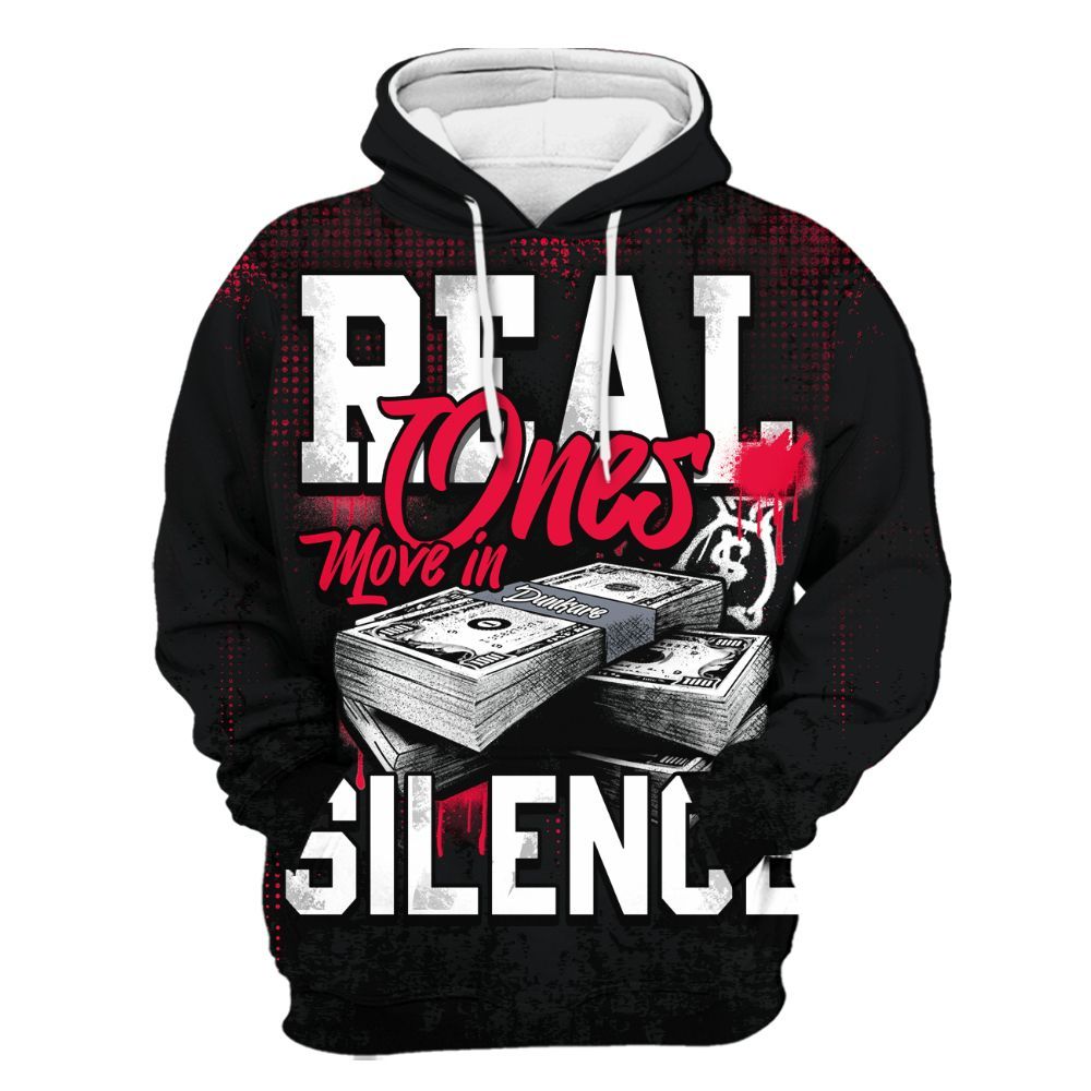 Hoodie To Match Mid Black Metallic 1s - Move In Silence Money Street Retro All Over Print