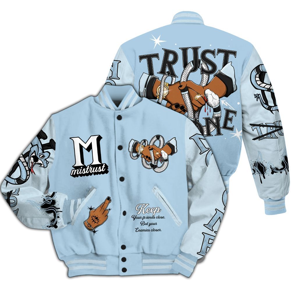 Varsity Jacket To Match Foamposite One Psychic Blue - Trust No One Crayon All Over Print