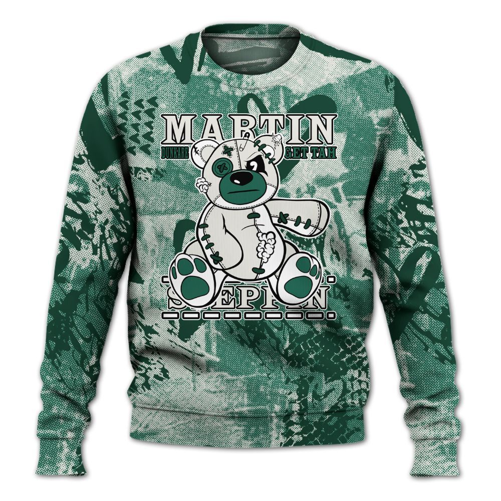 Sweatshirt To Match Oxidized Green 4s - Tah Steppin Bear Heart Grunge All Over Print